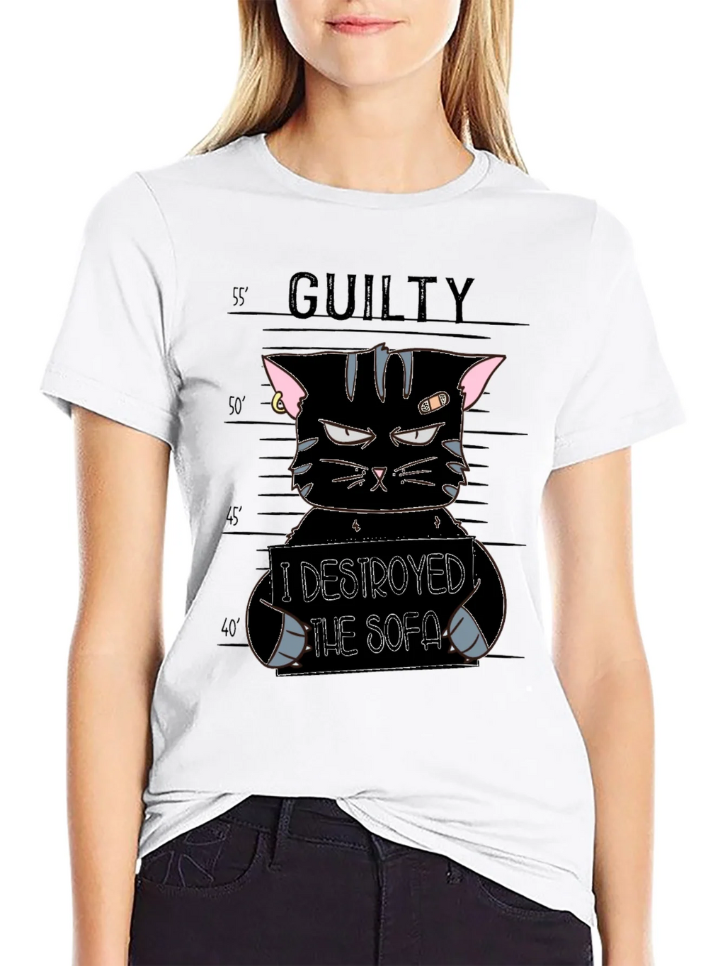 Guilty Cat Mugshot T-Shirt - I Destroyed The Sofa