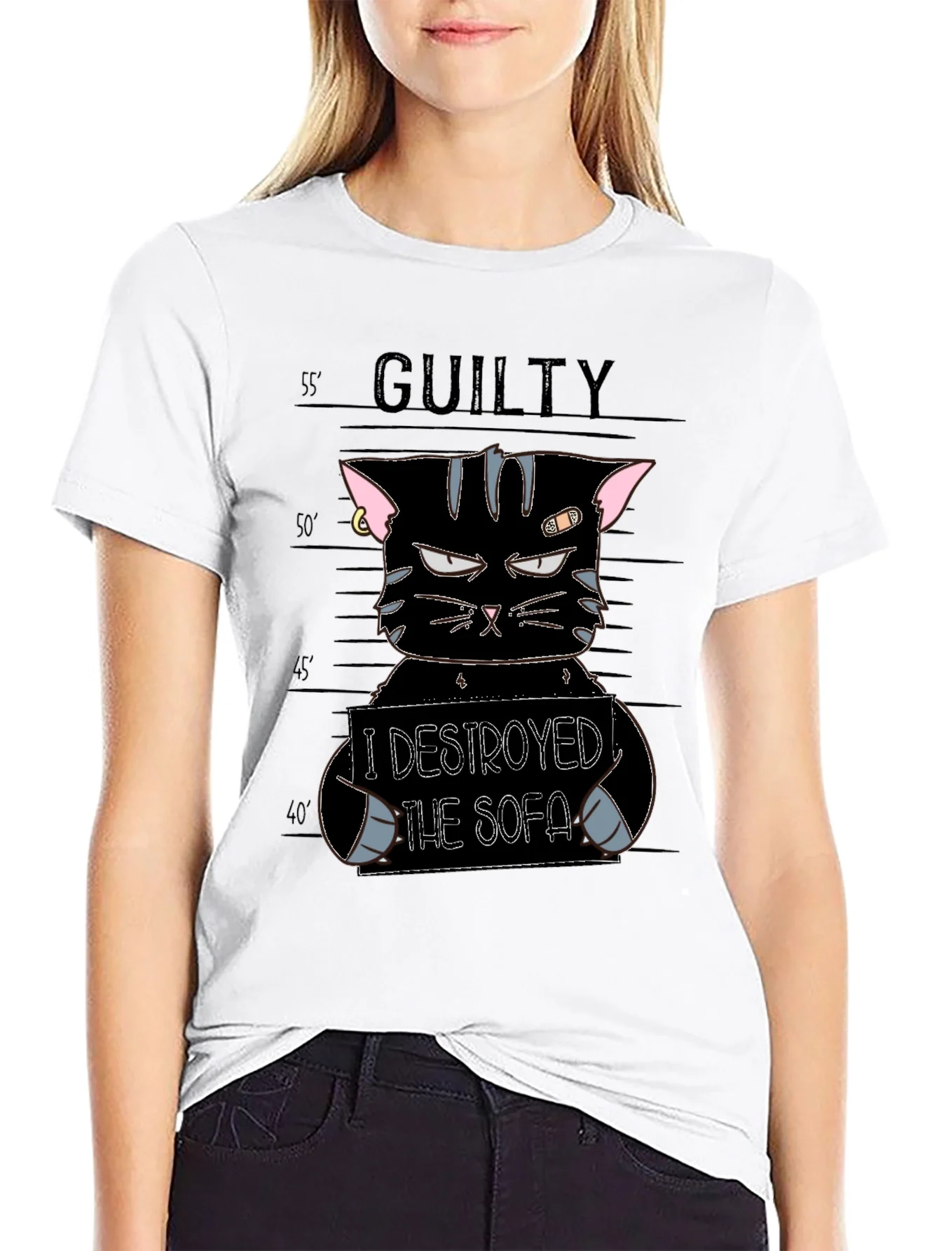 Guilty Cat Mugshot T-Shirt - I Destroyed The Sofa
