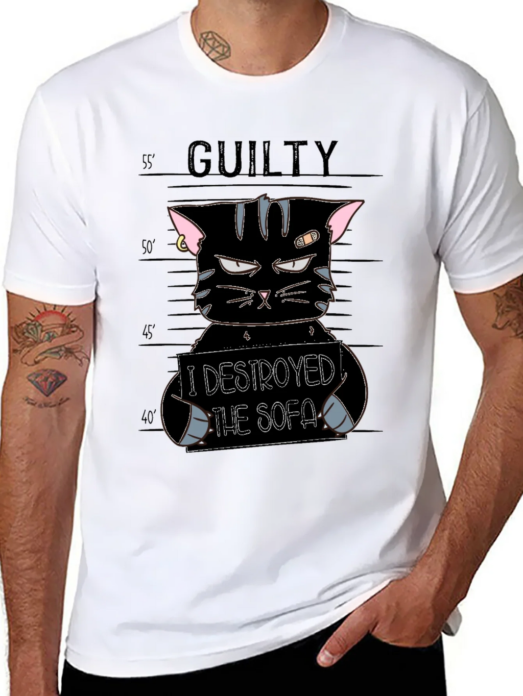Guilty Cat Mugshot T-Shirt - I Destroyed The Sofa