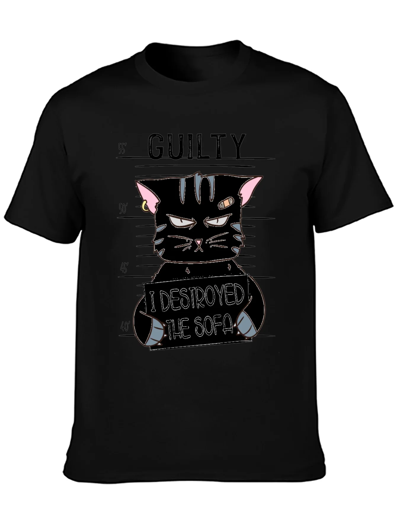 Guilty Cat Mugshot T-Shirt - I Destroyed The Sofa