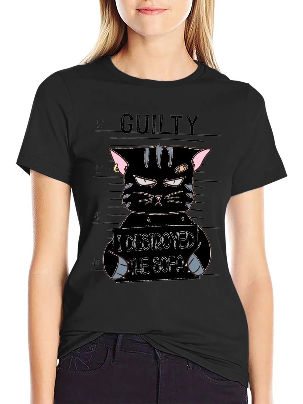Guilty Cat Mugshot T-Shirt - I Destroyed The Sofa
