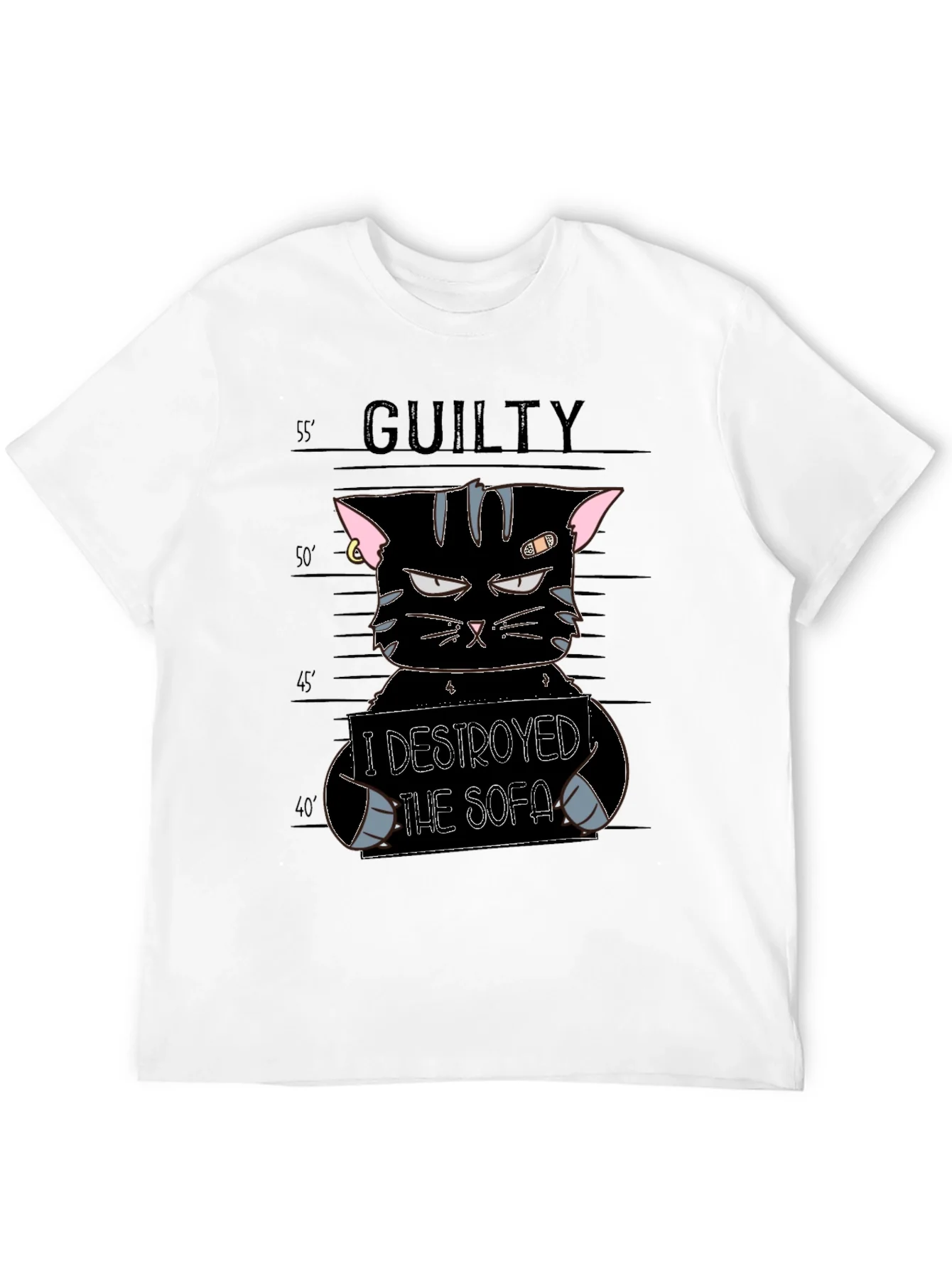 Guilty Cat Mugshot T-Shirt - I Destroyed The Sofa
