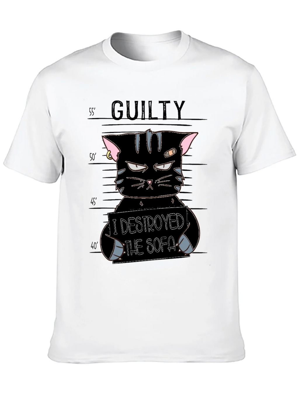 Guilty Cat Mugshot T-Shirt - I Destroyed The Sofa