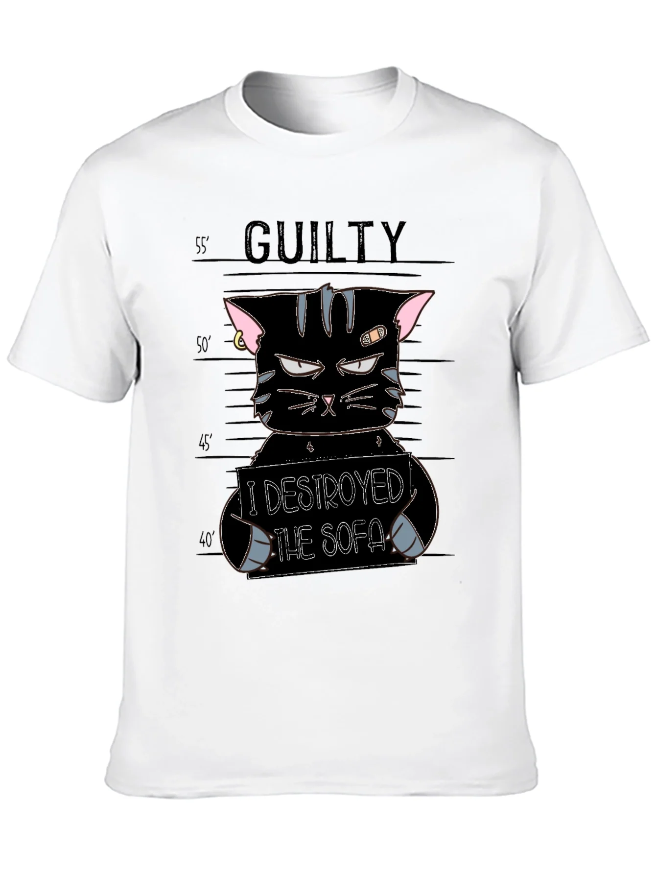 Guilty Cat Mugshot T-Shirt - I Destroyed The Sofa