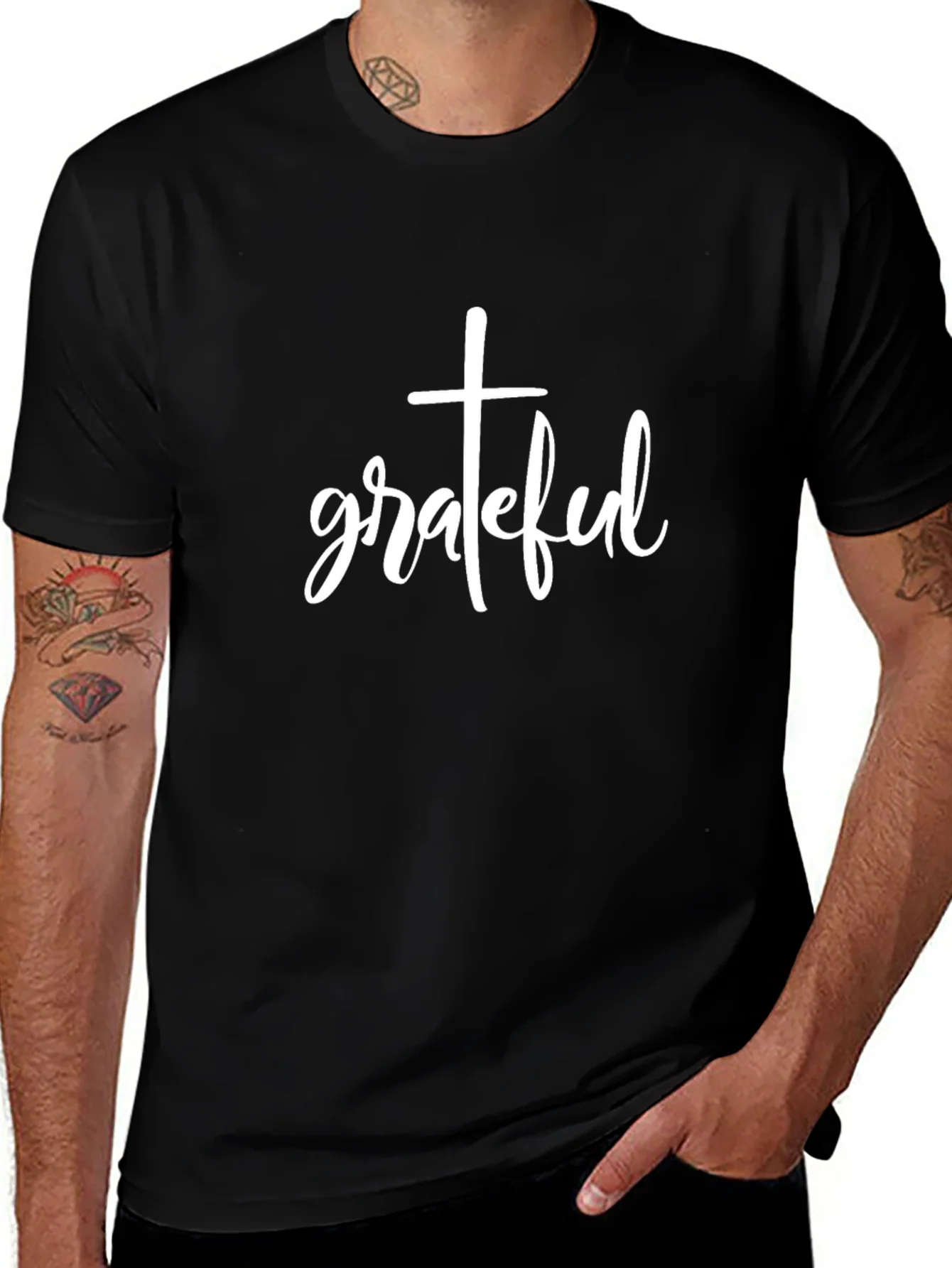 Grateful Cross Graphic Black T-Shirt