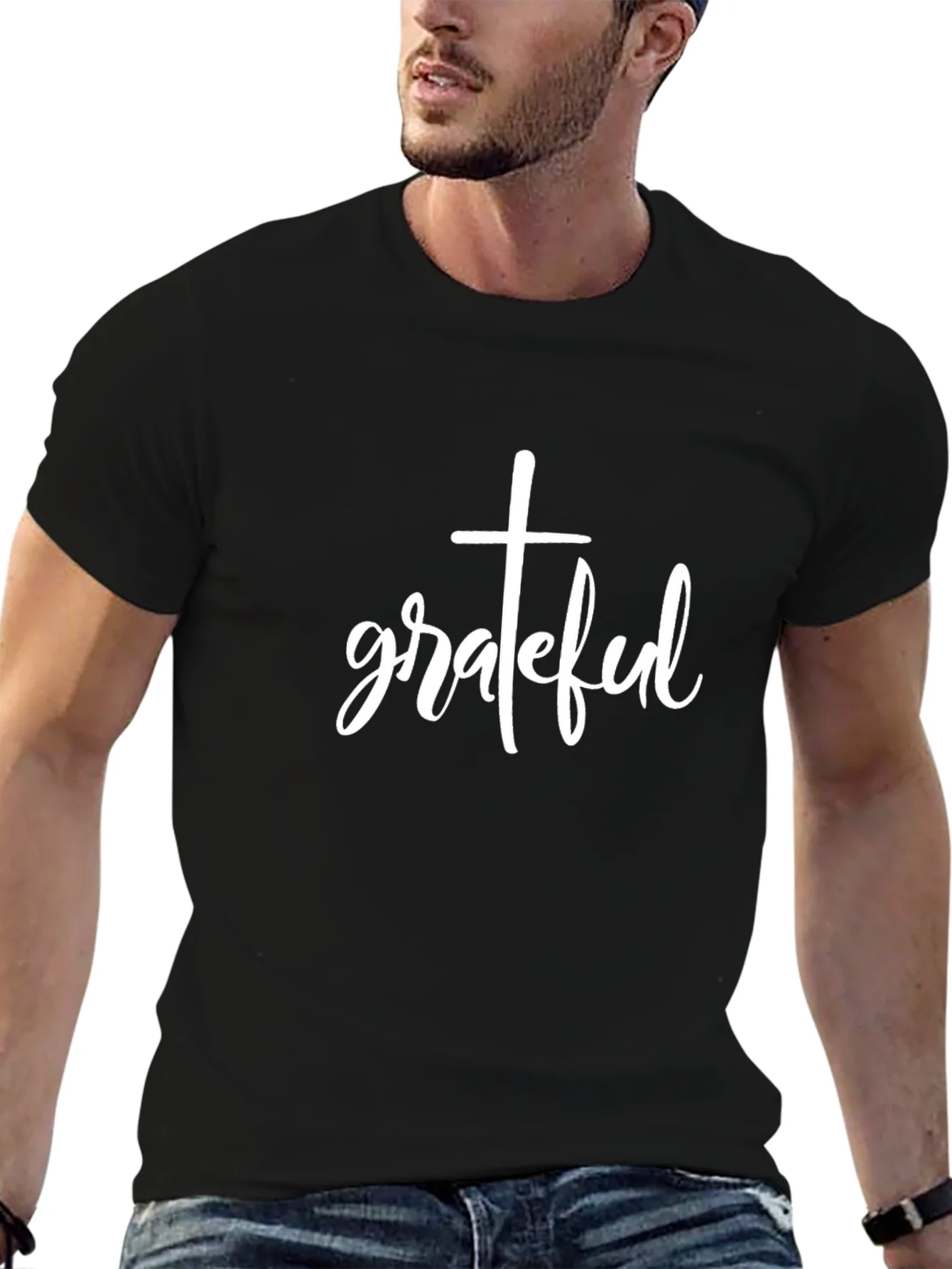 Grateful Cross Graphic Black T-Shirt