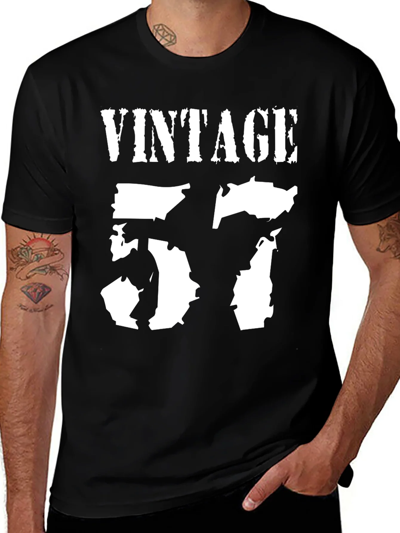 Vintage 57 Graphic Tee - Black Cotton Blend