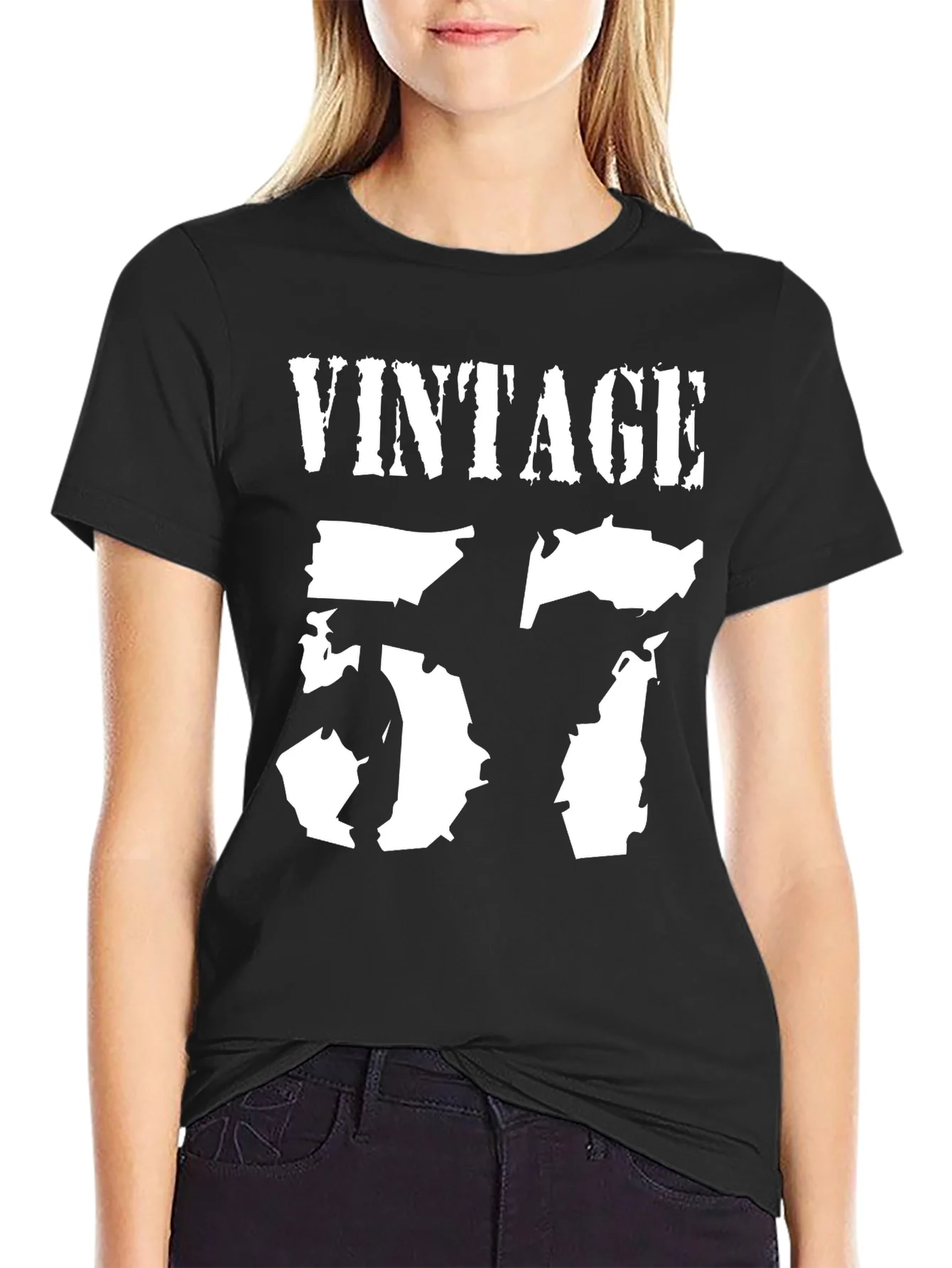 Vintage 57 Graphic Tee - Black Cotton Blend