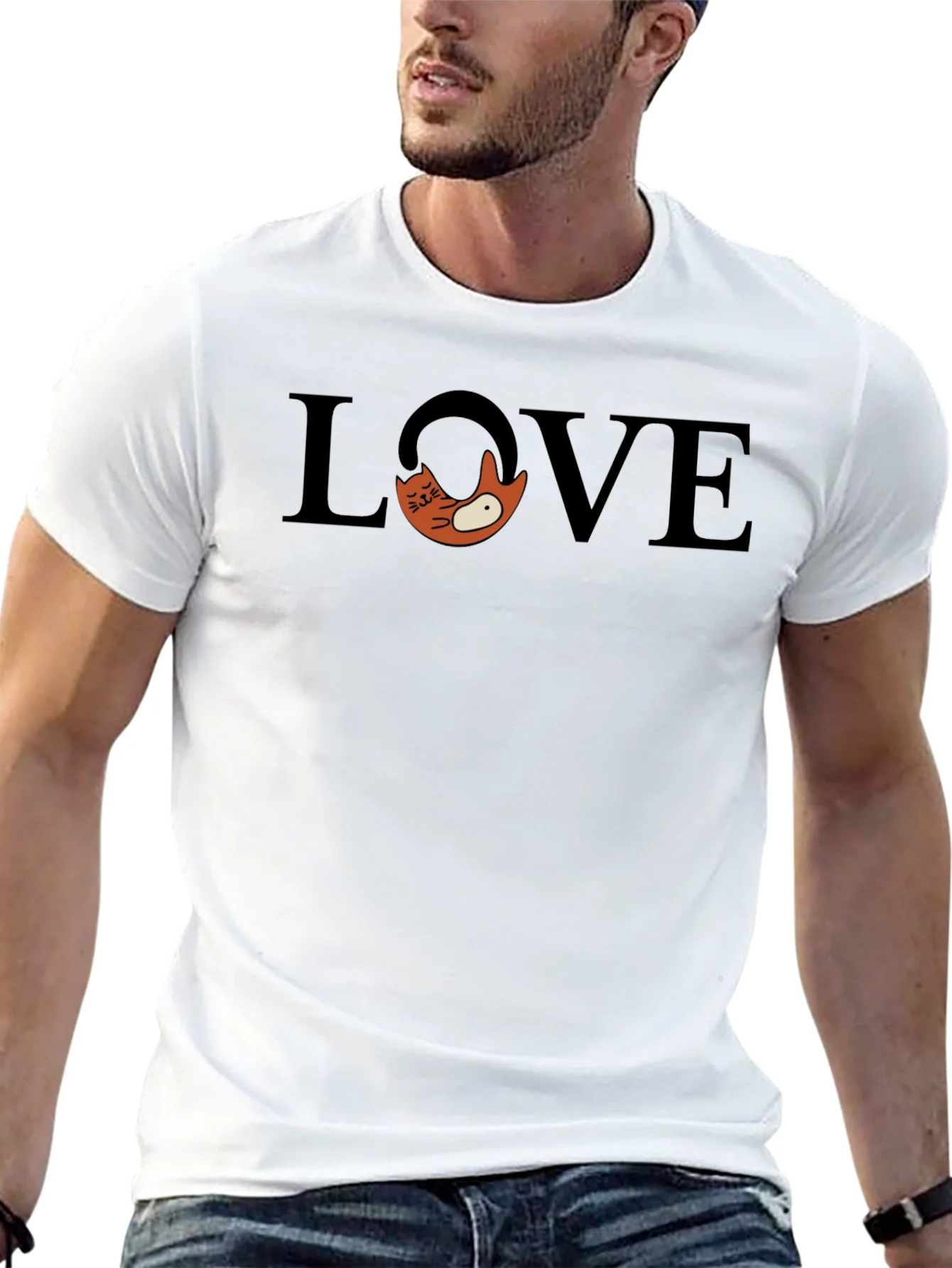 Love Cat Graphic Tee - Stylish Black Cotton T-Shirt