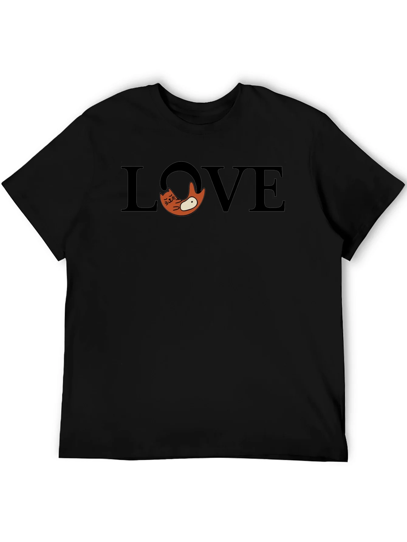 Love Cat Graphic Tee - Stylish Black Cotton T-Shirt
