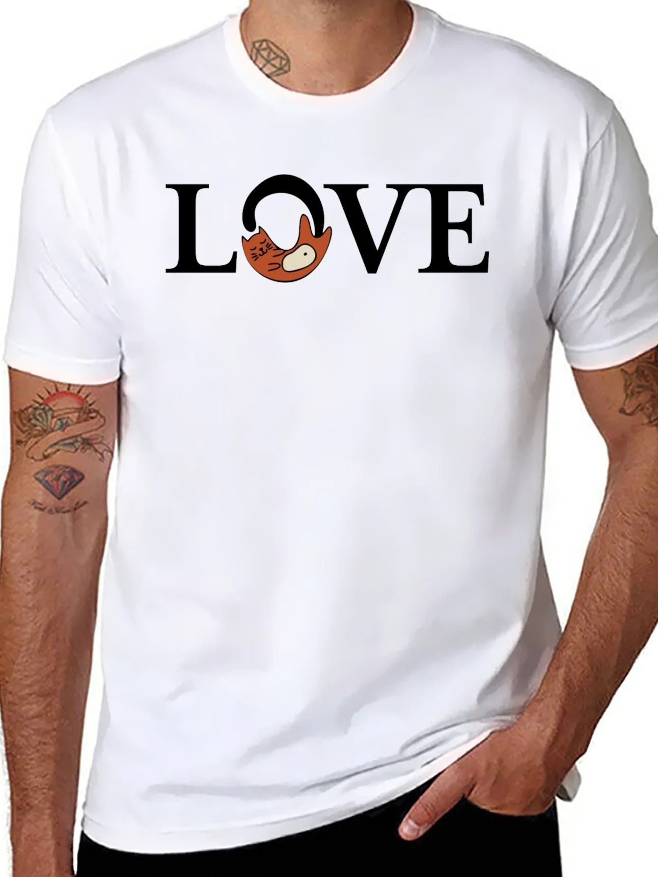 Love Cat Graphic Tee - Stylish Black Cotton T-Shirt