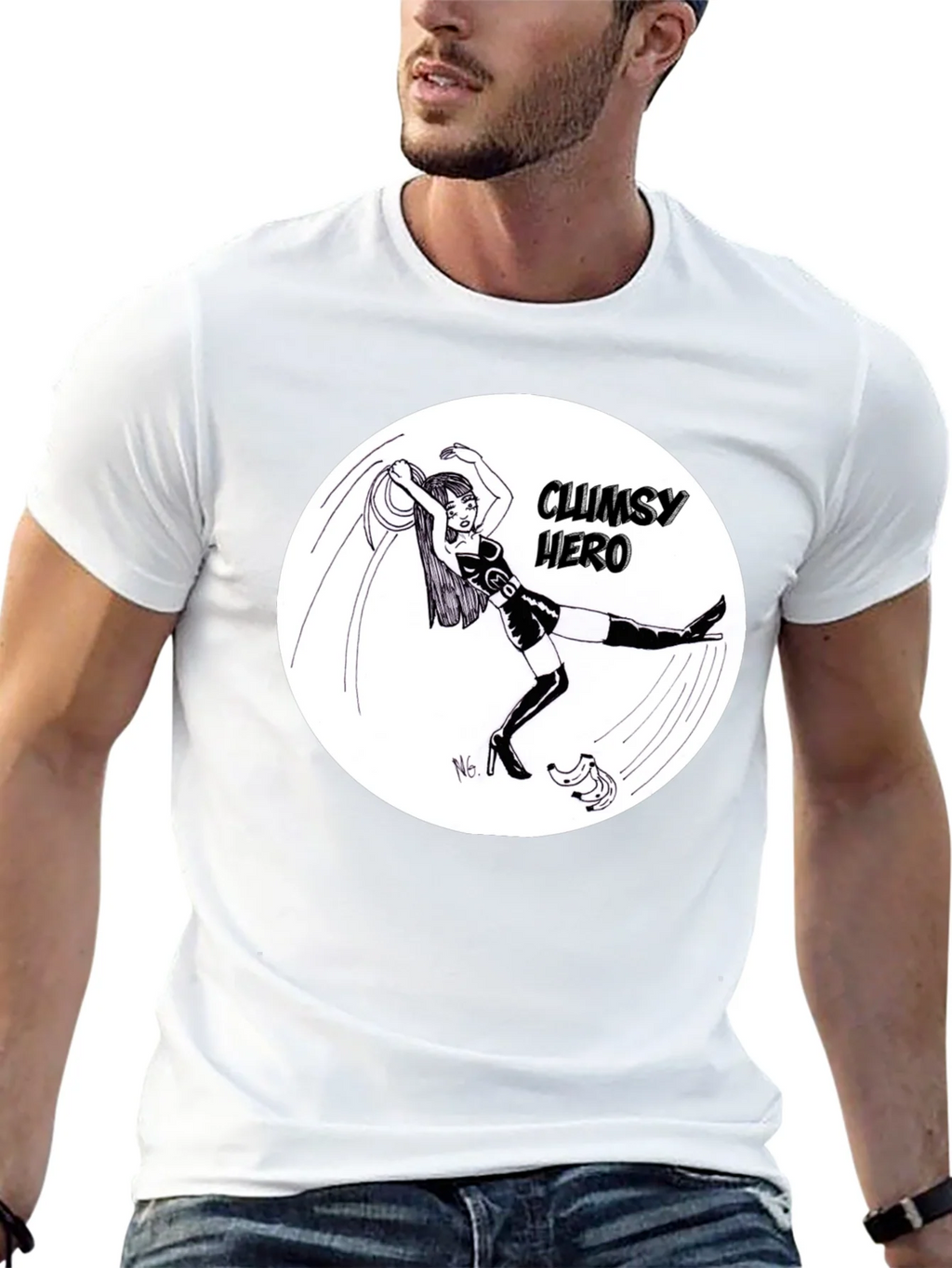 Clumsy Hero T-Shirt - Black Graphic Tee
