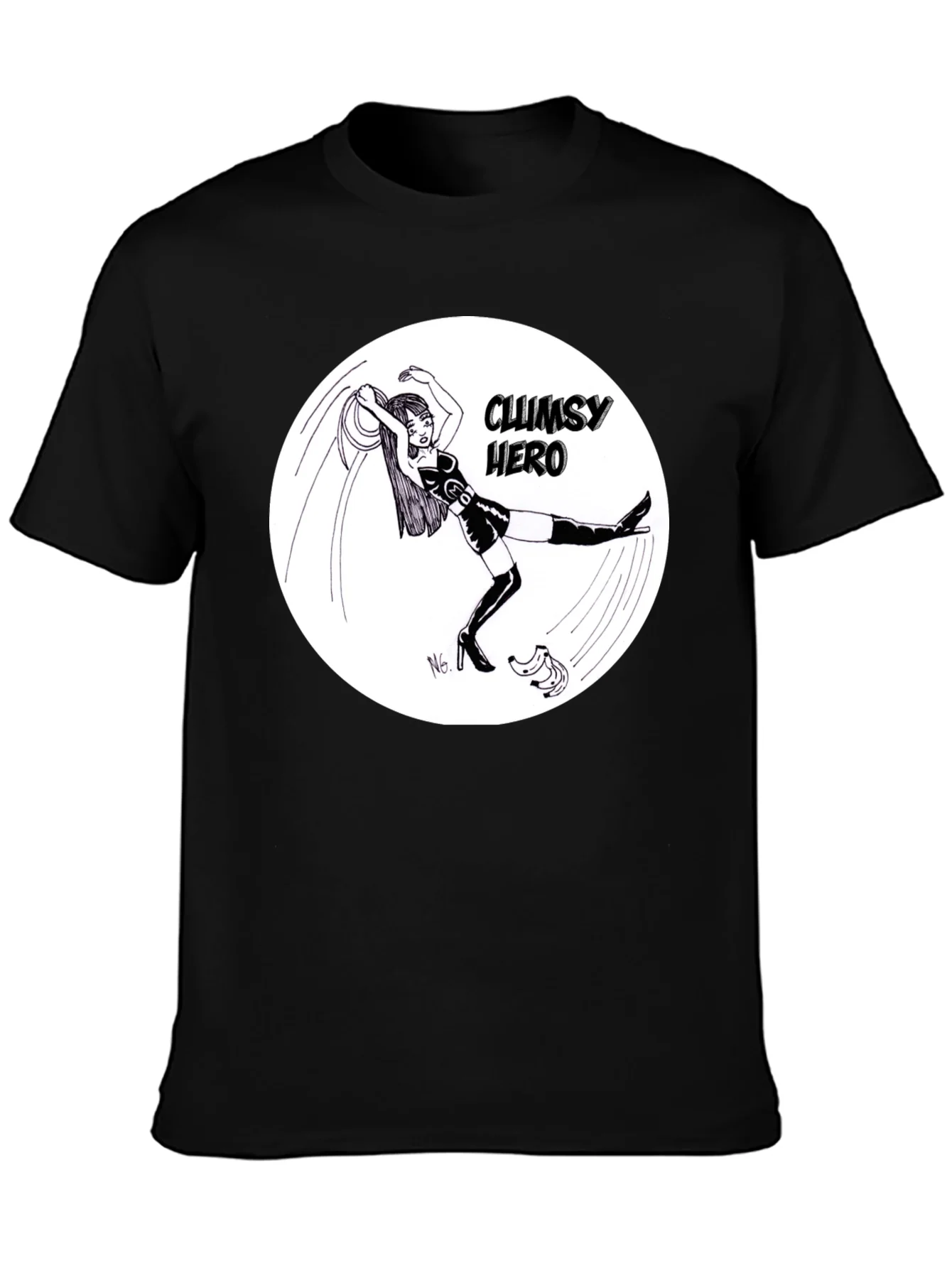 Clumsy Hero T-Shirt - Black Graphic Tee