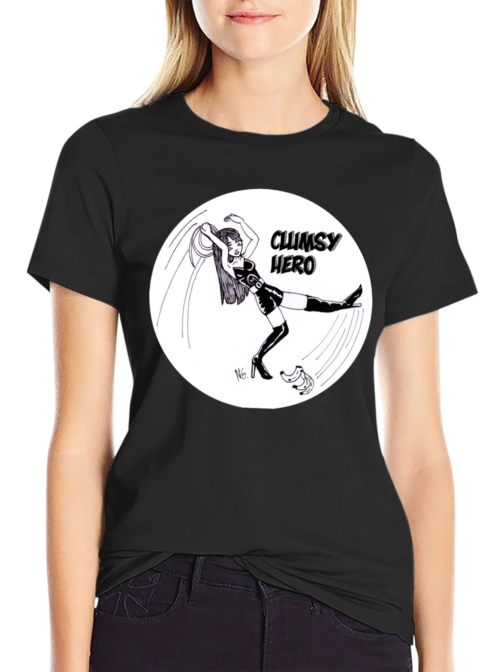 Clumsy Hero T-Shirt - Black Graphic Tee