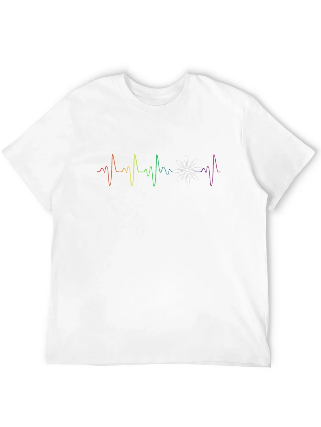 Rainbow Heartbeat Flower Graphic T-Shirt