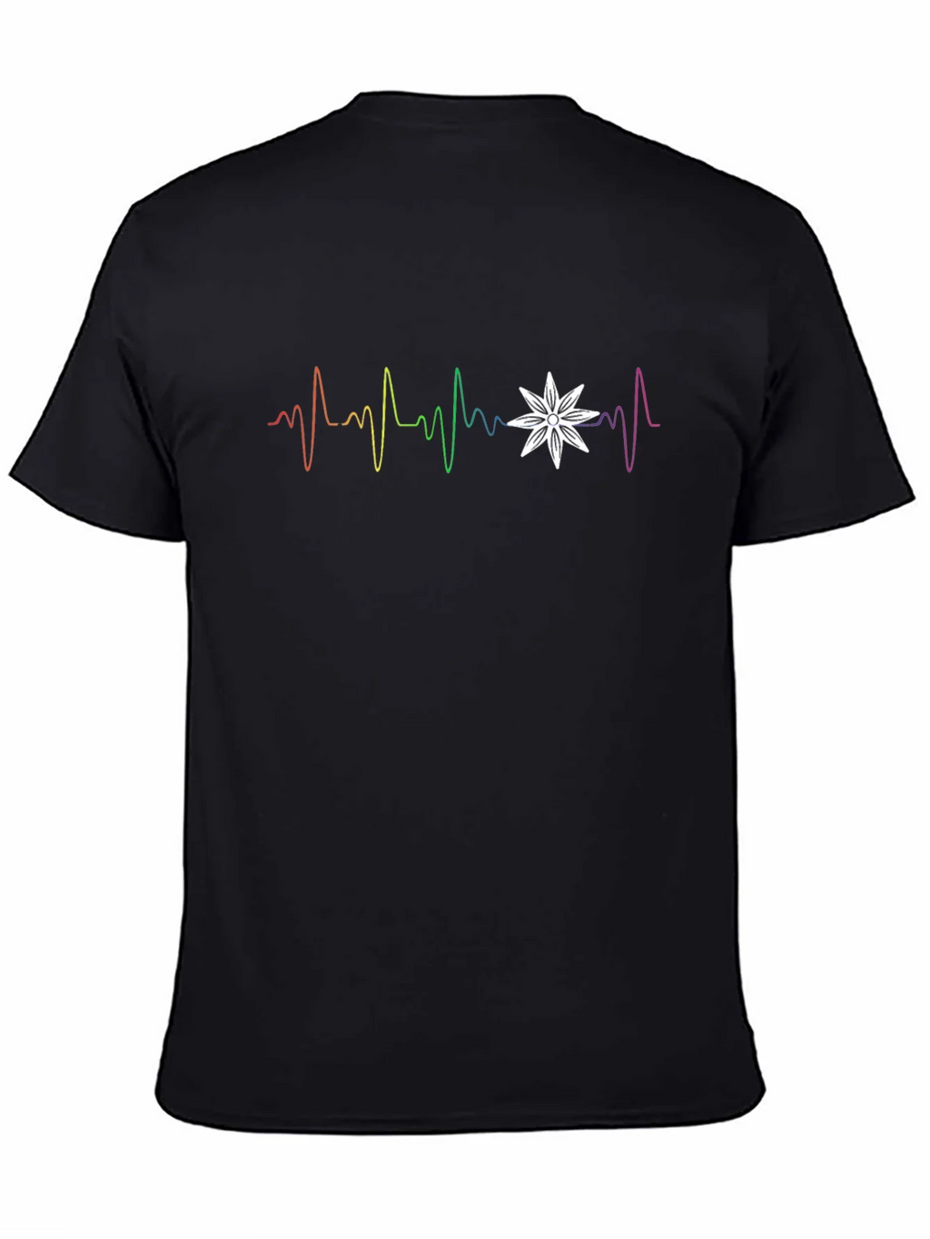 Rainbow Heartbeat Flower Graphic T-Shirt