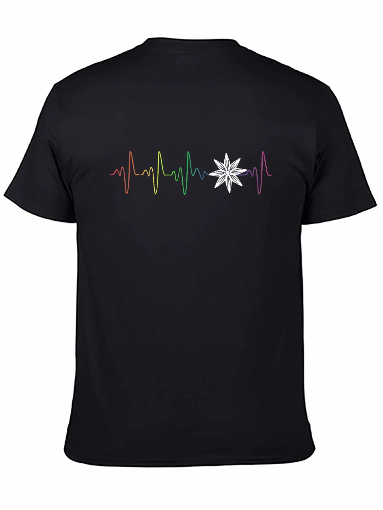 Rainbow Heartbeat Flower Graphic T-Shirt