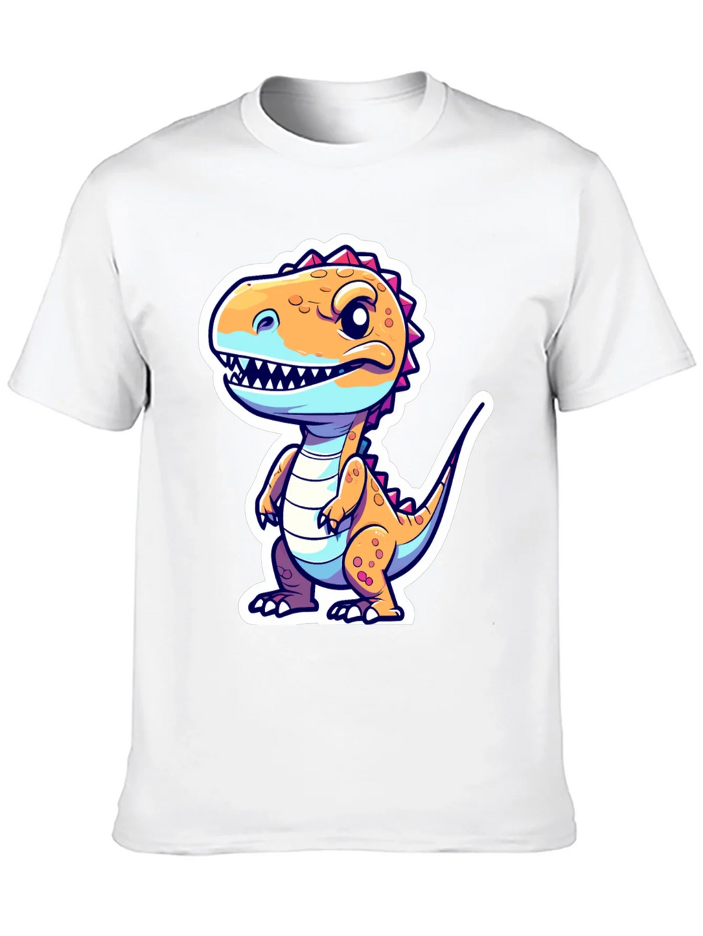 Cartoon Dinosaur Graphic Tee - Black