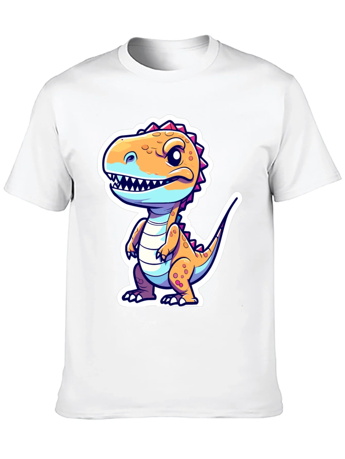 Cartoon Dinosaur Graphic Tee - Black