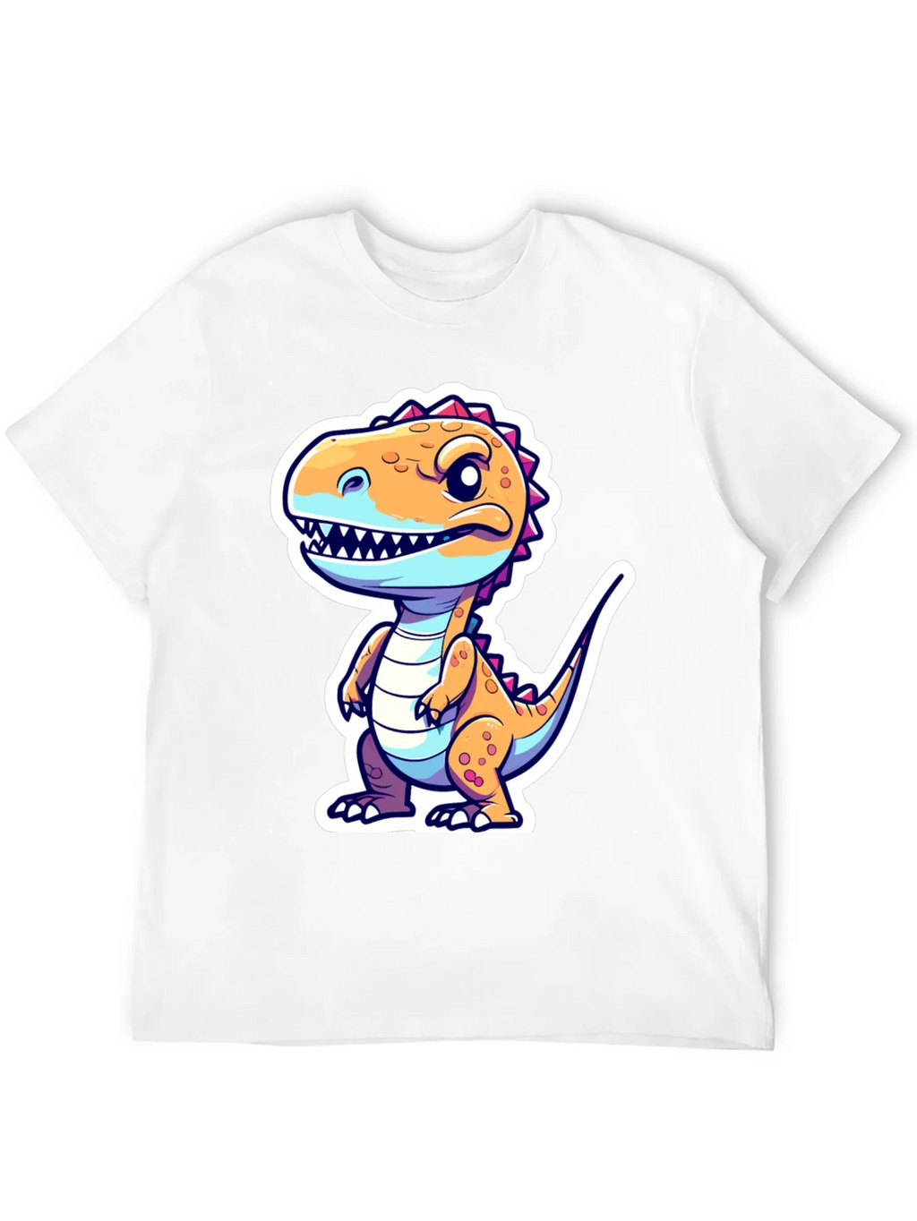 Cartoon Dinosaur Graphic Tee - Black