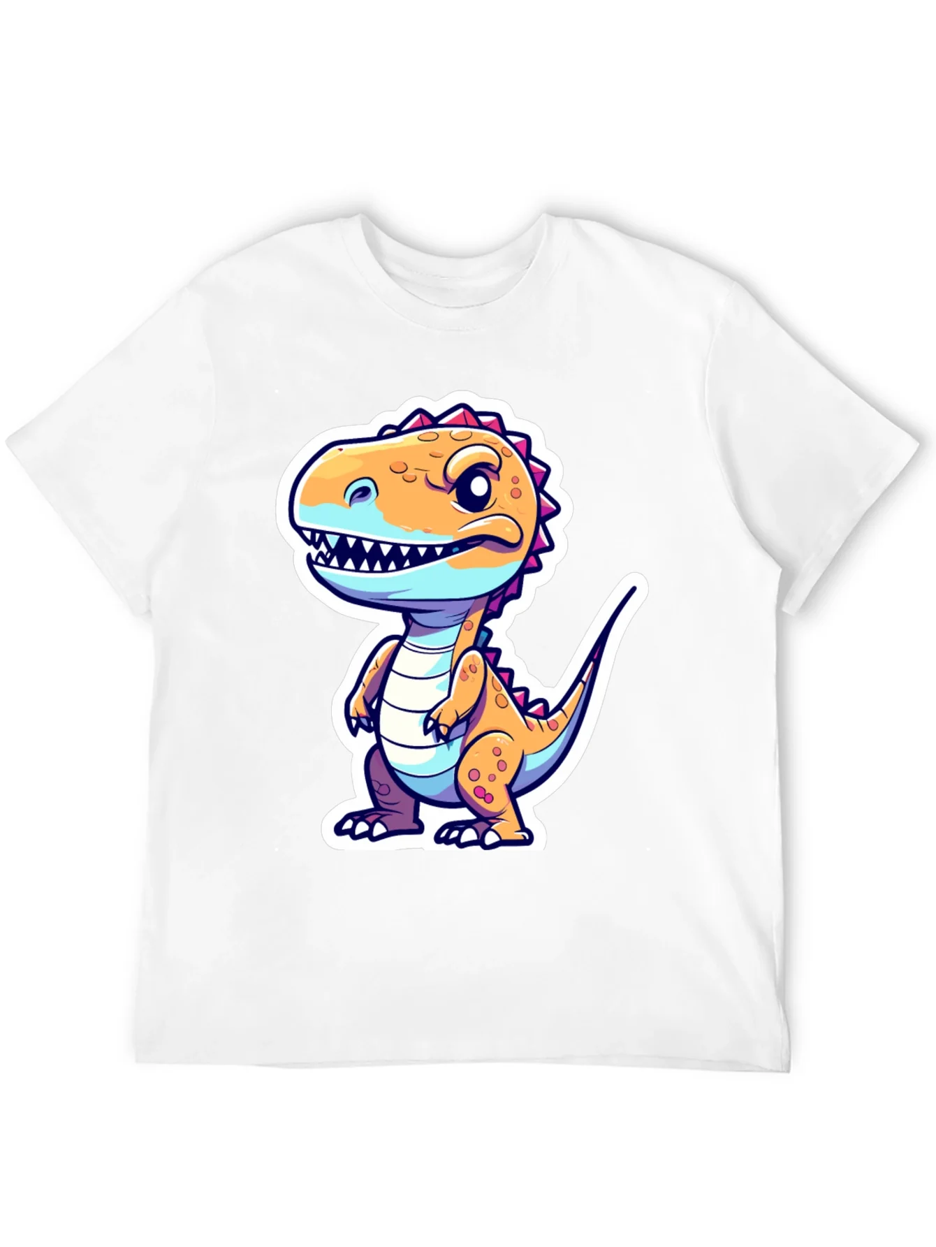 Cartoon Dinosaur Graphic Tee - Black