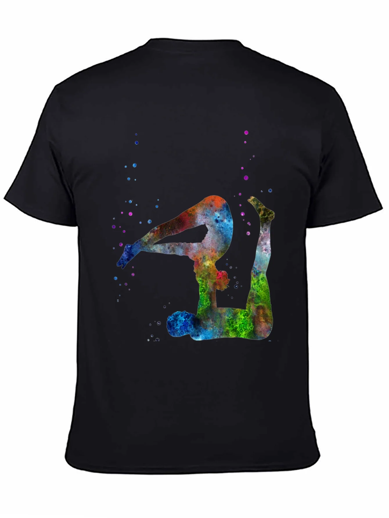 Watercolor Yoga Pose Black T-Shirt