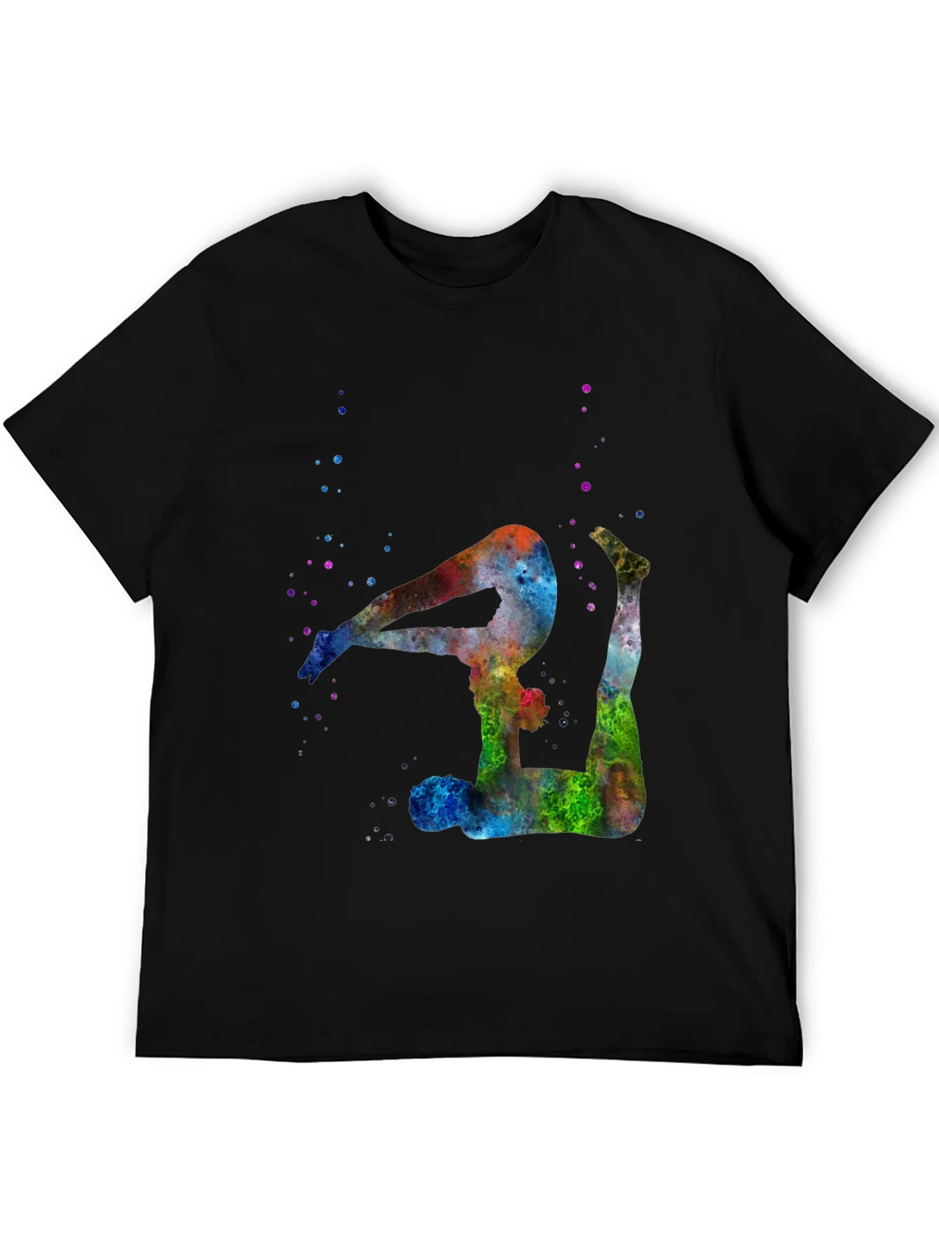 Watercolor Yoga Pose Black T-Shirt