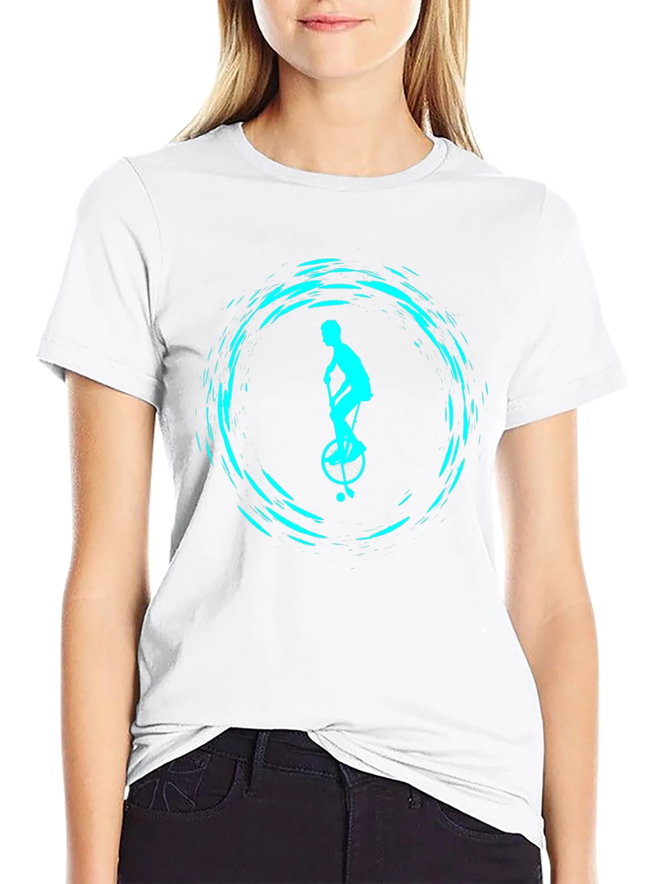 Unicyclist Graphic Tee - Cool Black T-Shirt