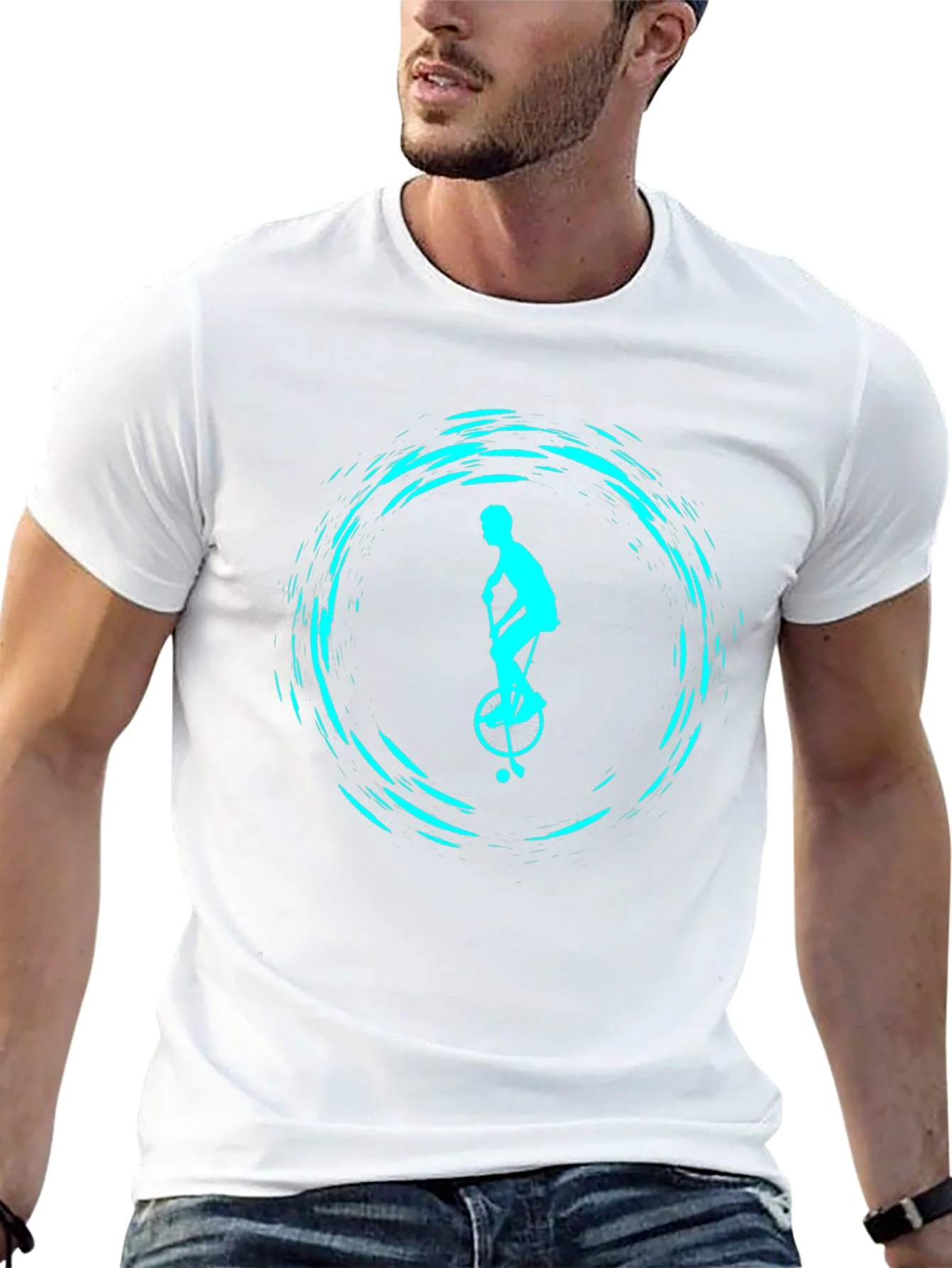 Unicyclist Graphic Tee - Cool Black T-Shirt