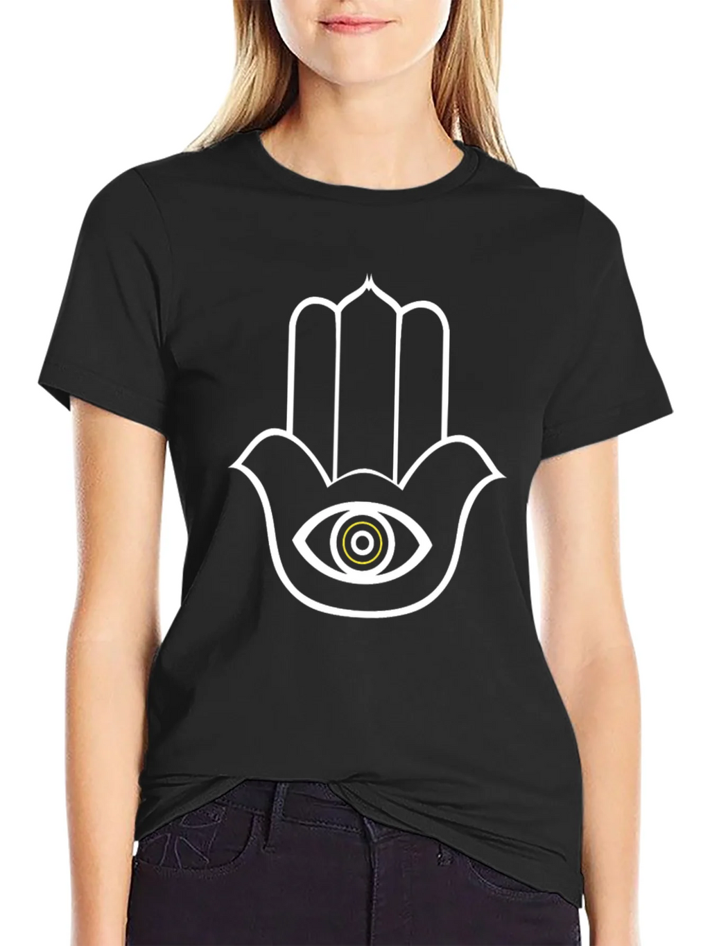 Hamsa Hand Eye Graphic Tee - Unisex Black T-Shirt