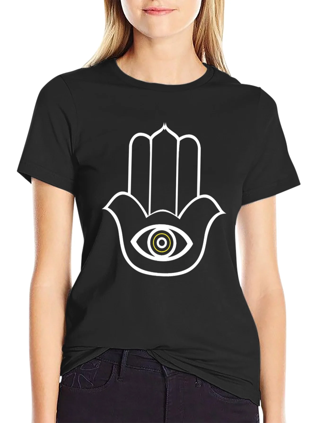 Hamsa Hand Eye Graphic Tee - Unisex Black T-Shirt