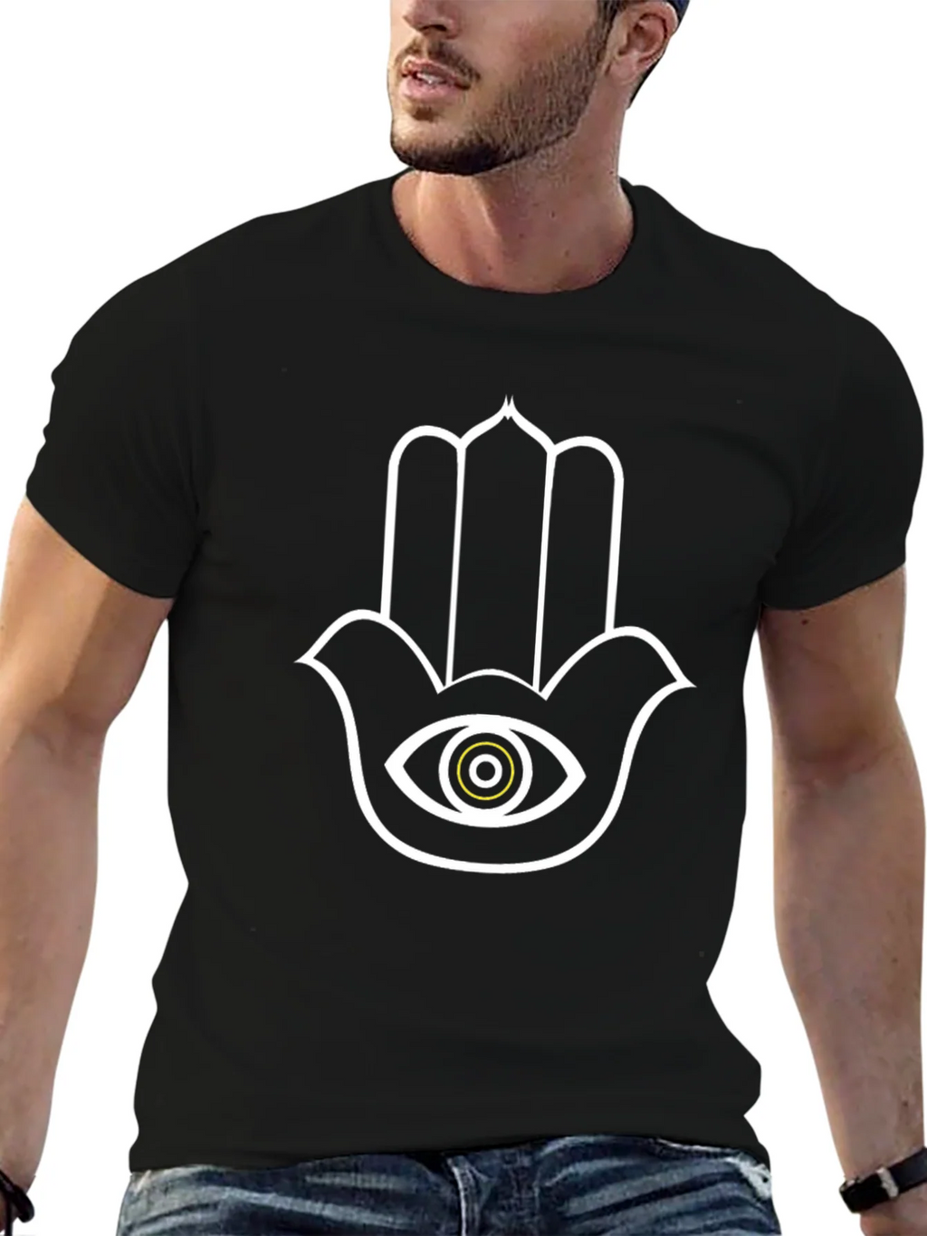 Hamsa Hand Eye Graphic Tee - Unisex Black T-Shirt