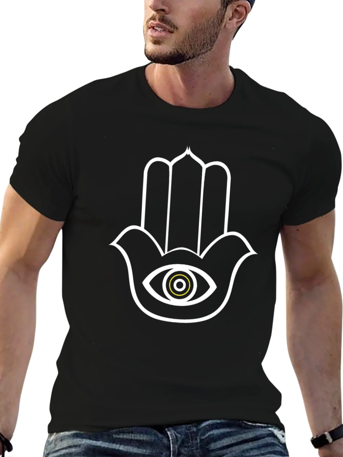 Hamsa Hand Eye Graphic Tee - Unisex Black T-Shirt