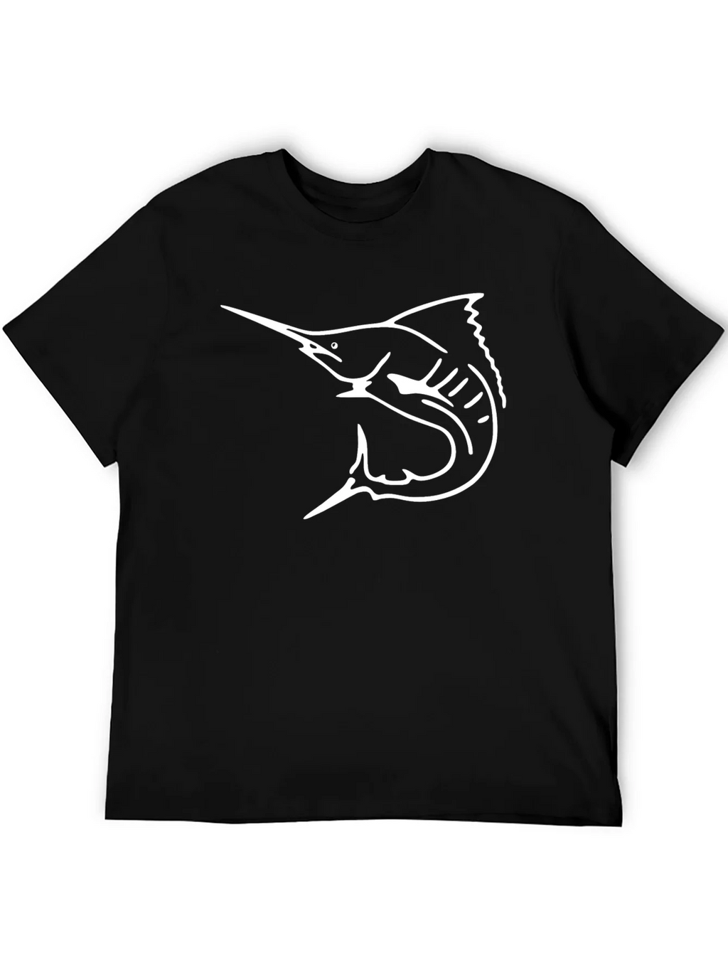 Marlin Fish Graphic Tee - Black Cotton T-Shirt