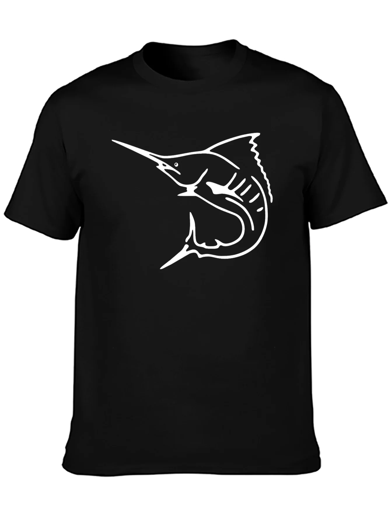 Marlin Fish Graphic Tee - Black Cotton T-Shirt