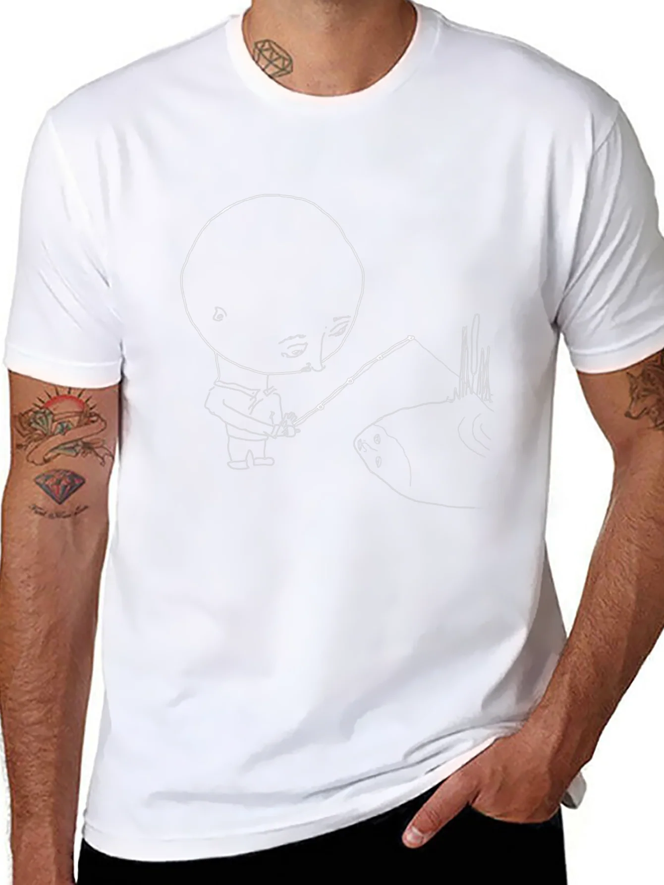 Black T-Shirt with Fishing Graphic