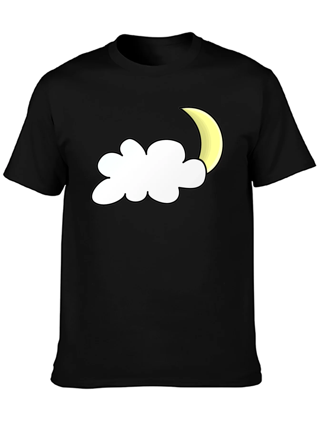 Cloud & Moon Graphic Tee - Black Cotton Comfort