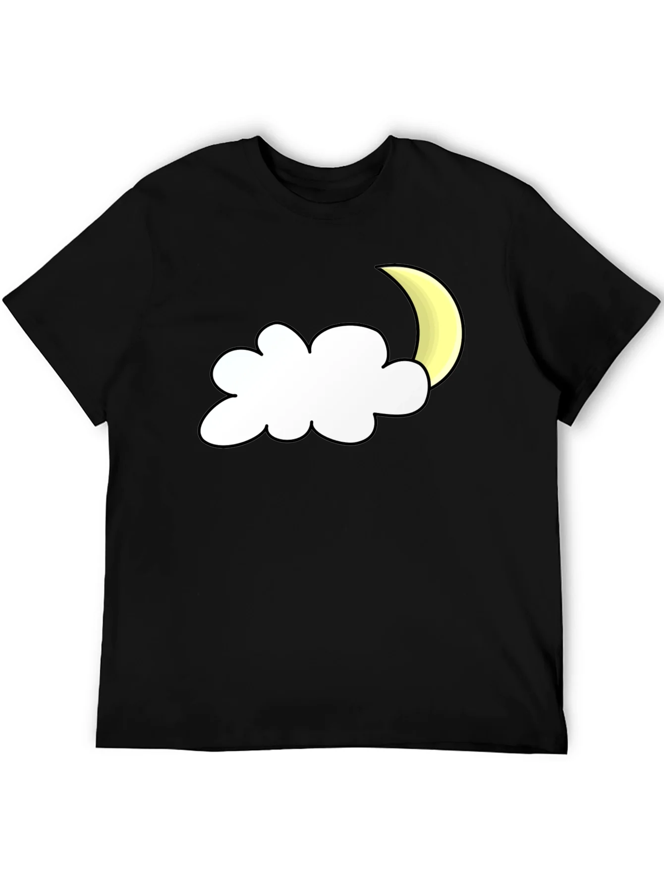 Cloud & Moon Graphic Tee - Black Cotton Comfort