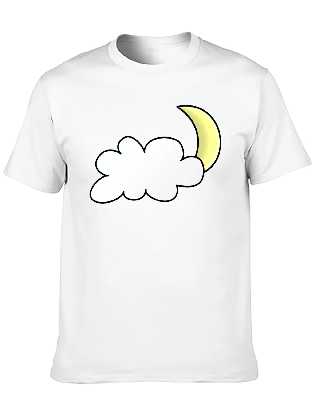Cloud & Moon Graphic Tee - Black Cotton Comfort