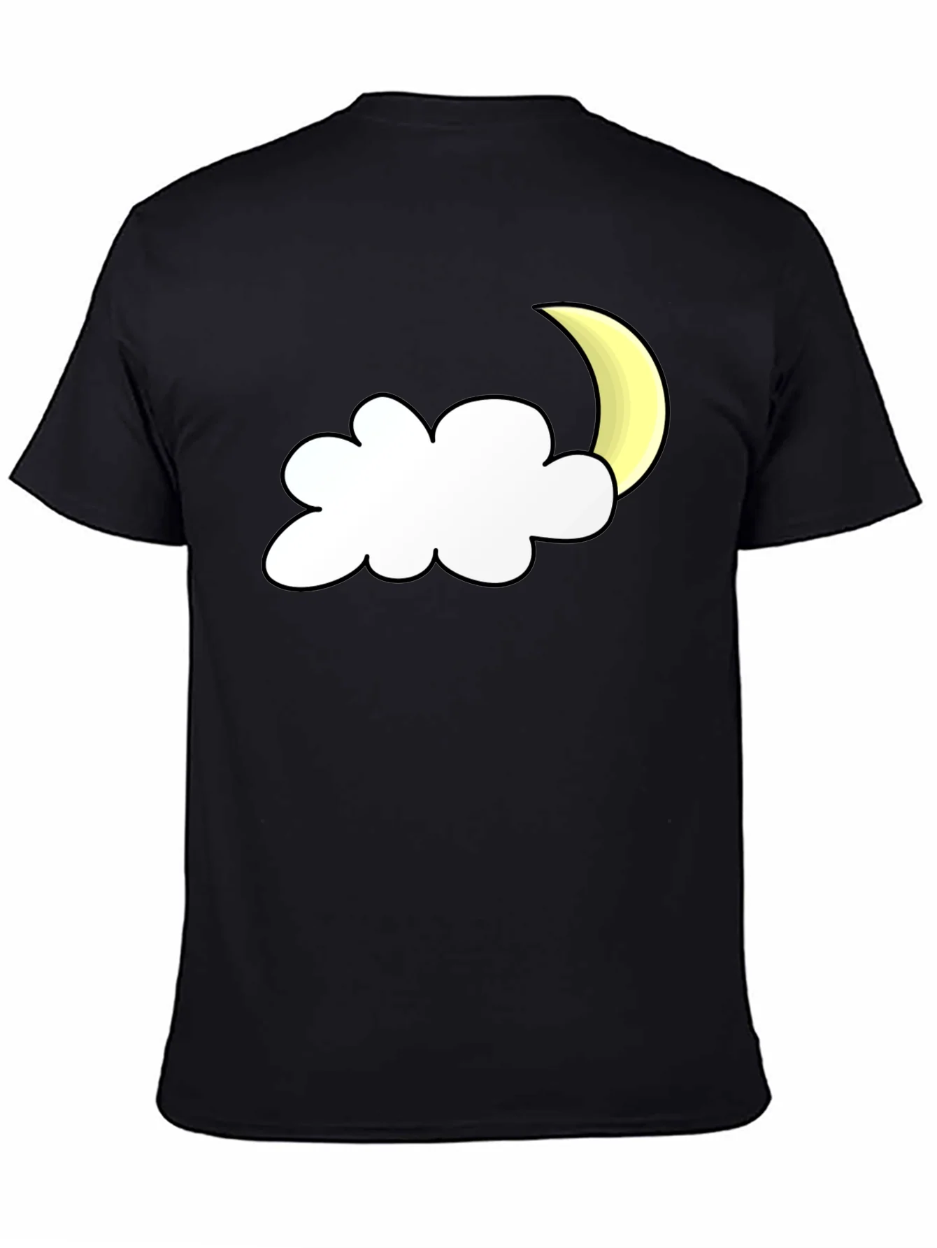Cloud & Moon Graphic Tee - Black Cotton Comfort