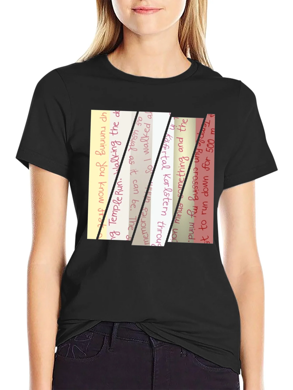 Text Stripe Print T-Shirt