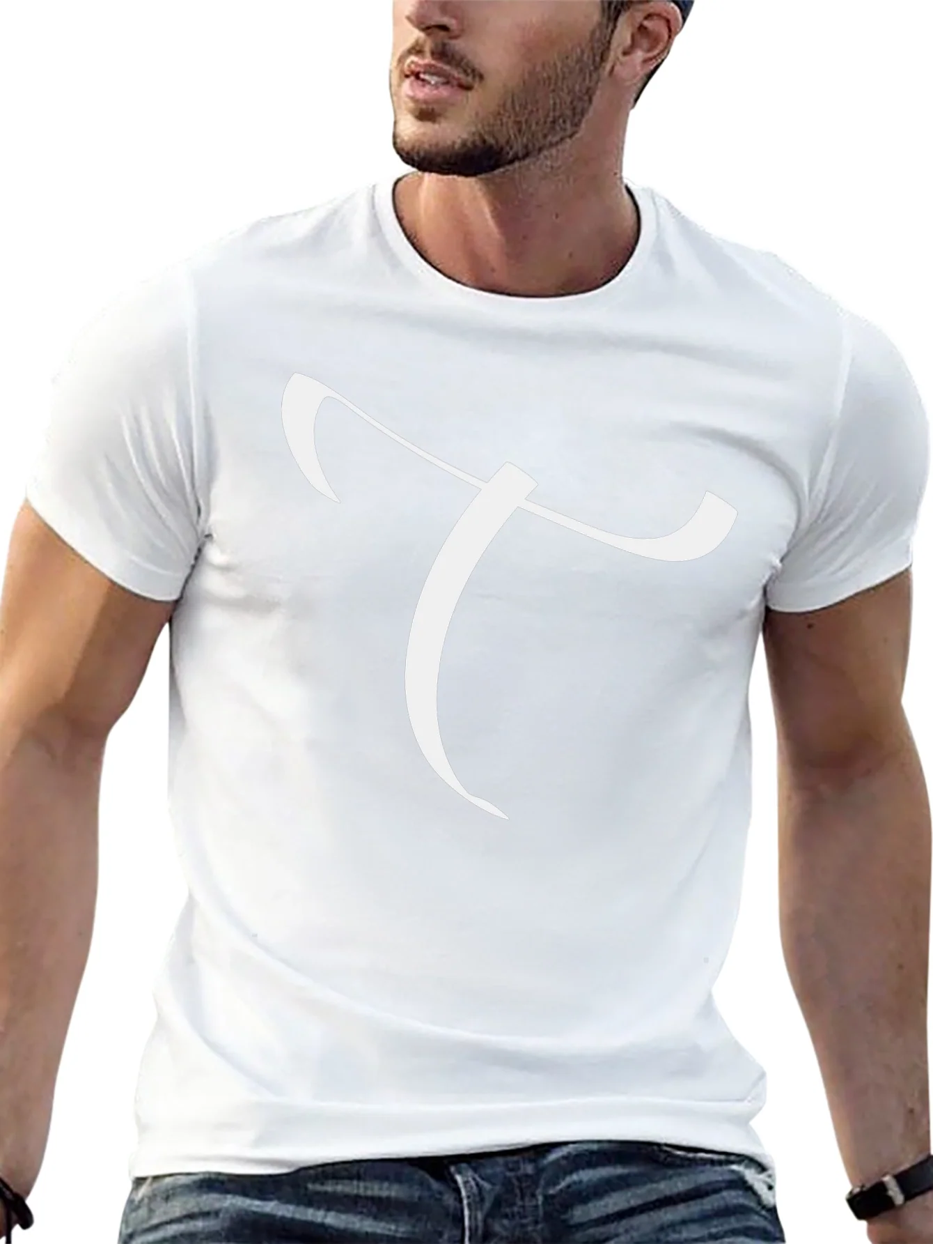 Elegant Letter T Graphic Tee - Black