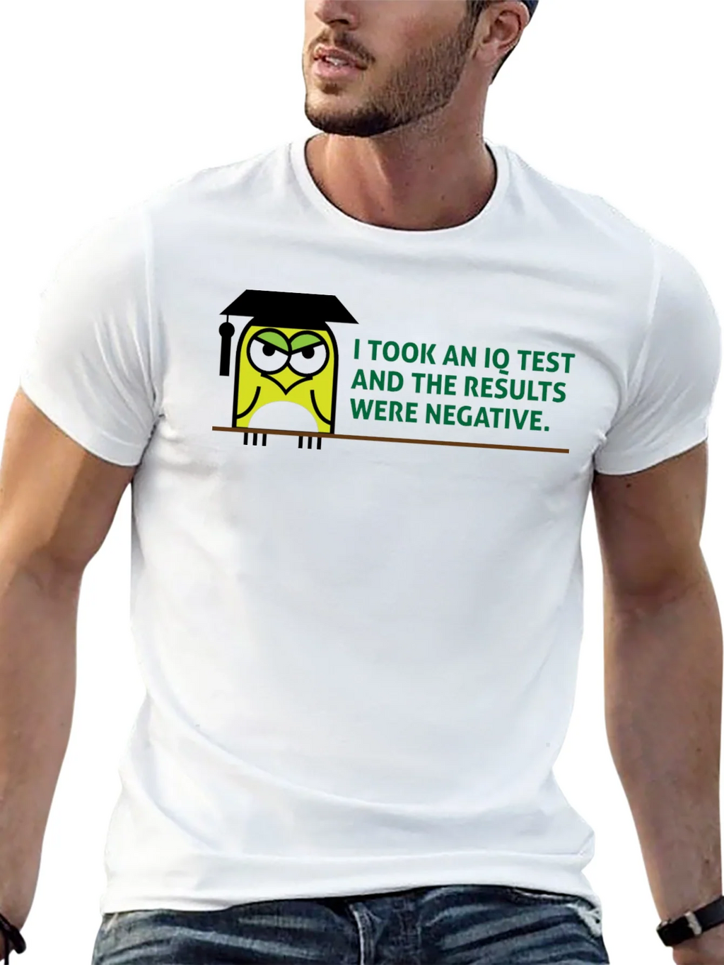 Negative IQ Test Owl Humor Graphic T-Shirt