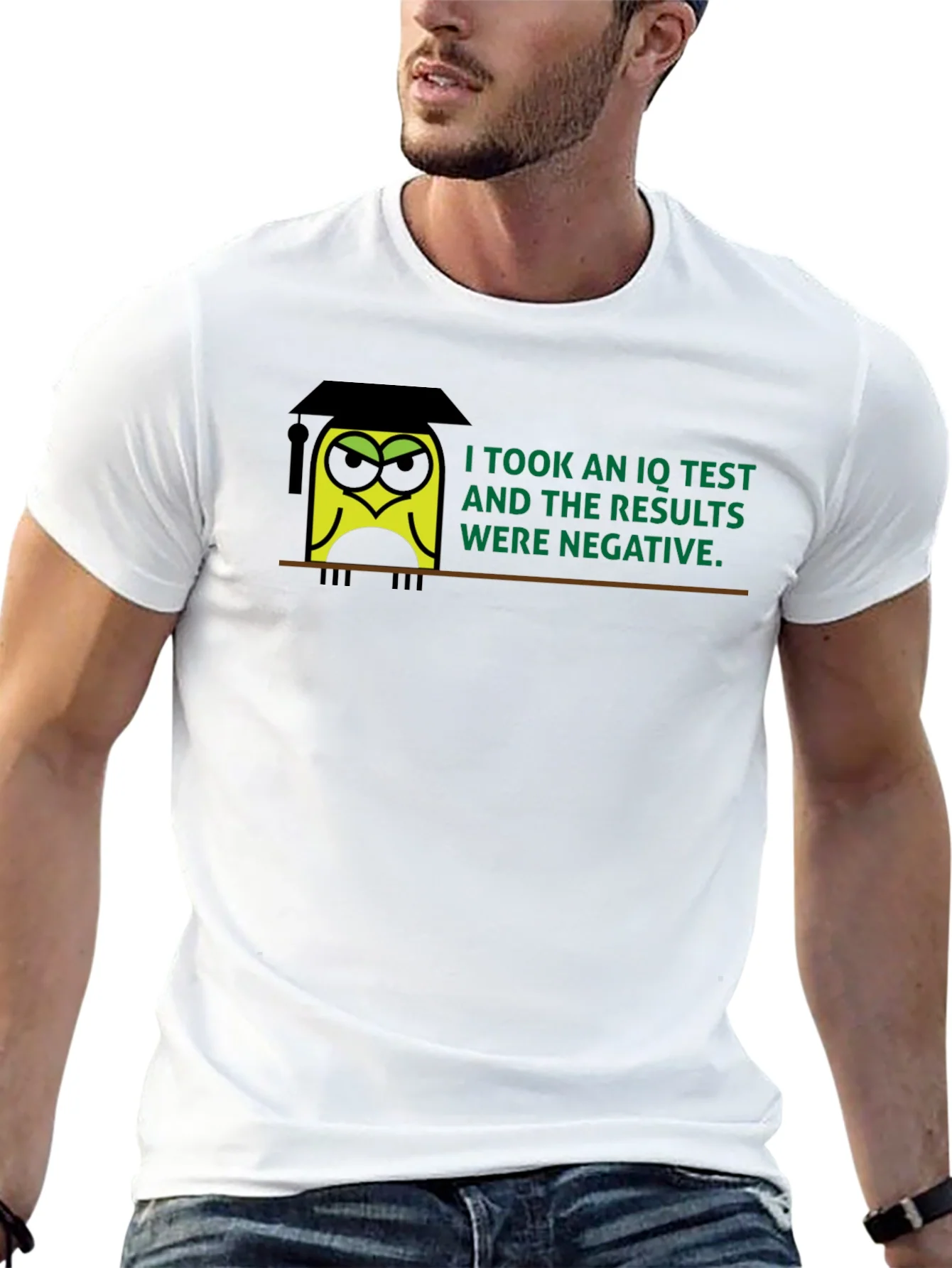 Negative IQ Test Owl Humor Graphic T-Shirt