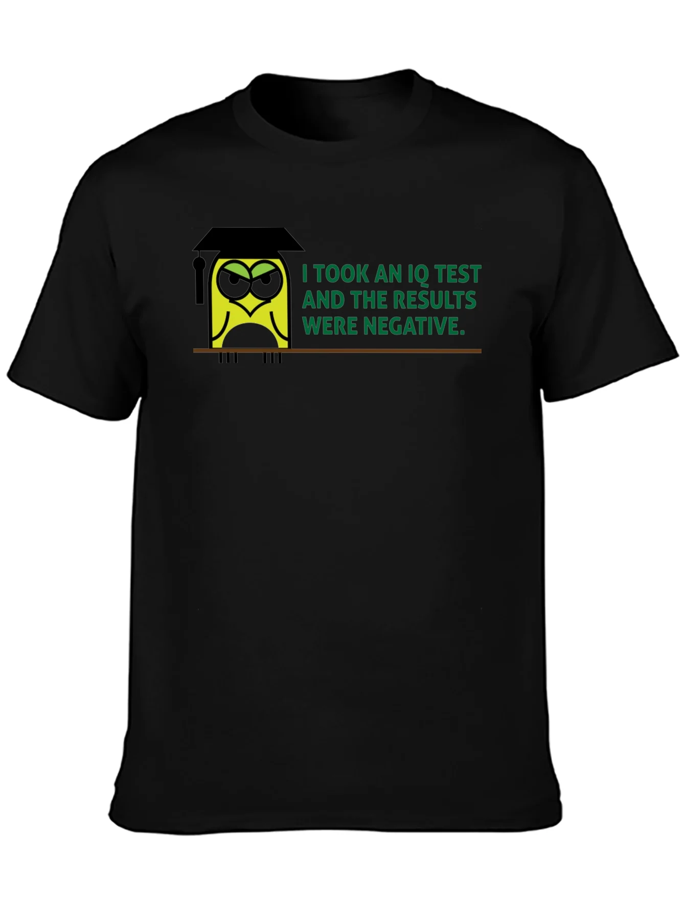Negative IQ Test Owl Humor Graphic T-Shirt