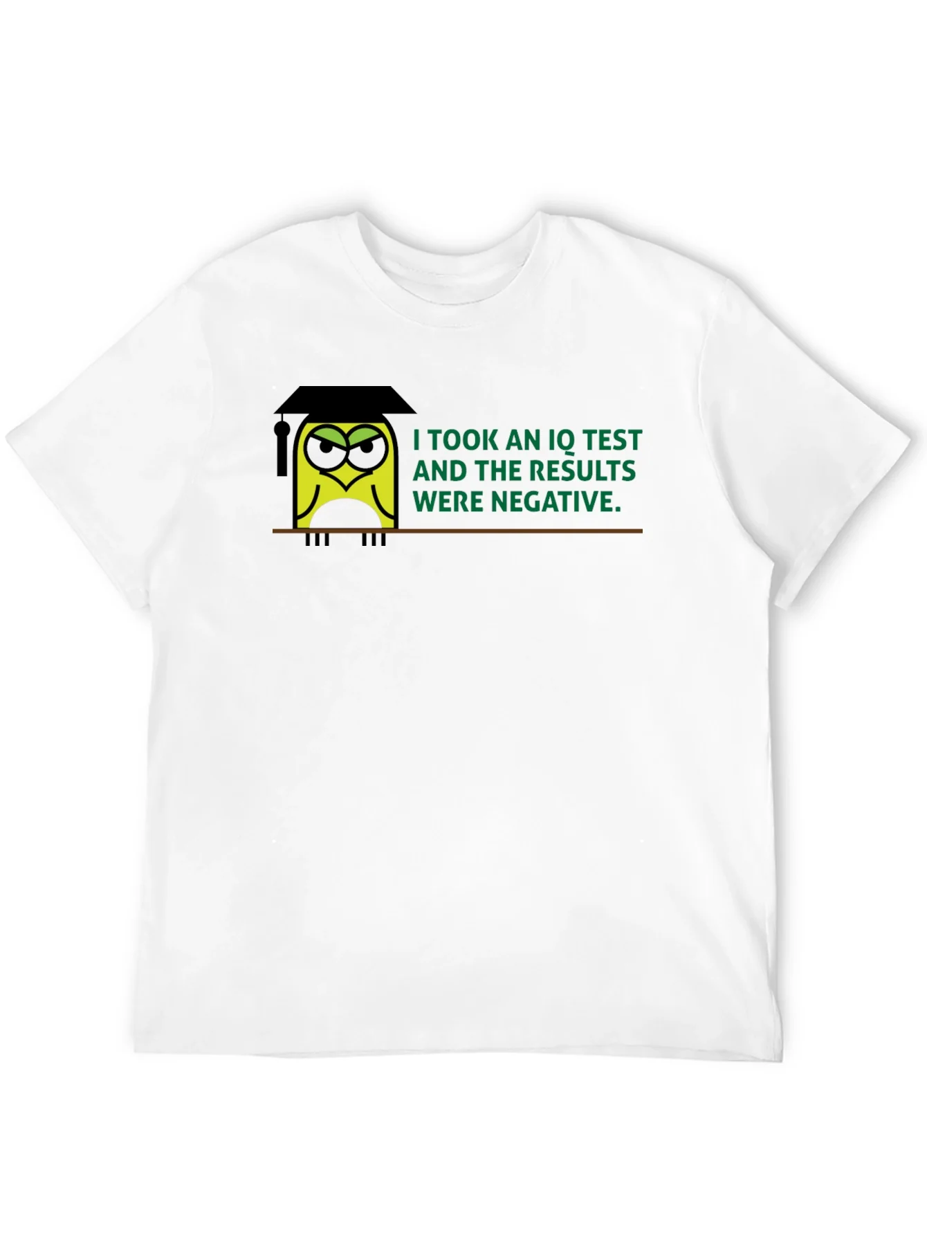 Negative IQ Test Owl Humor Graphic T-Shirt
