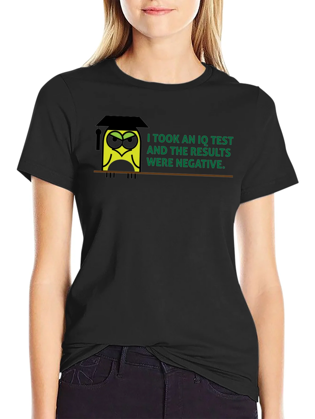 Negative IQ Test Owl Humor Graphic T-Shirt