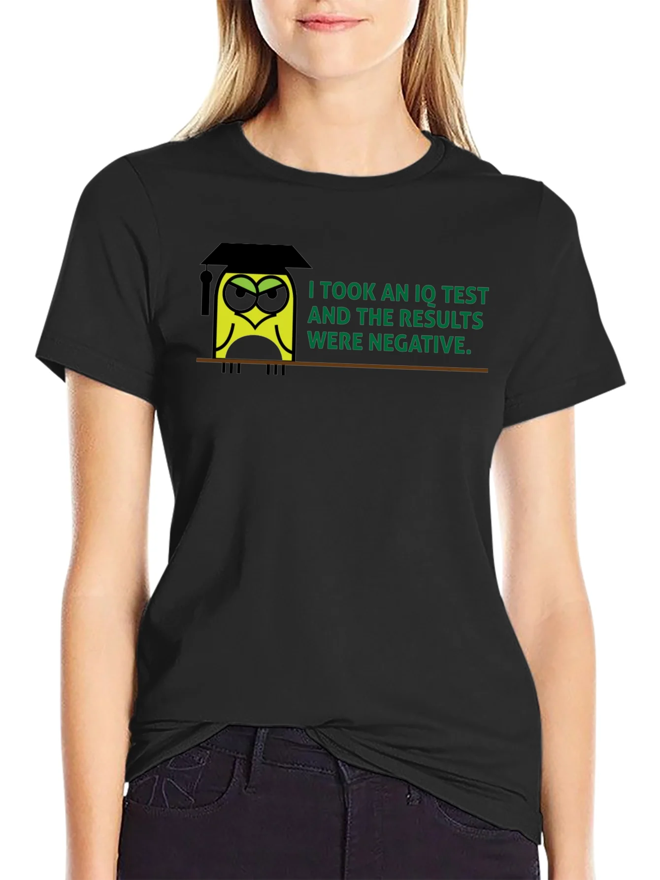 Negative IQ Test Owl Humor Graphic T-Shirt
