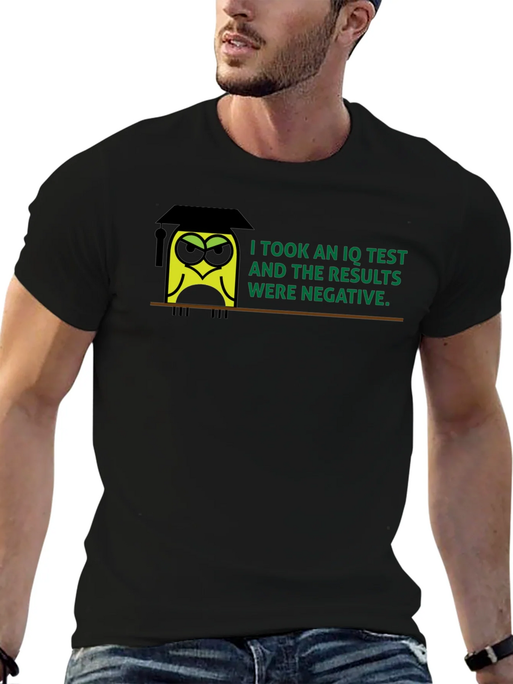 Negative IQ Test Owl Humor Graphic T-Shirt