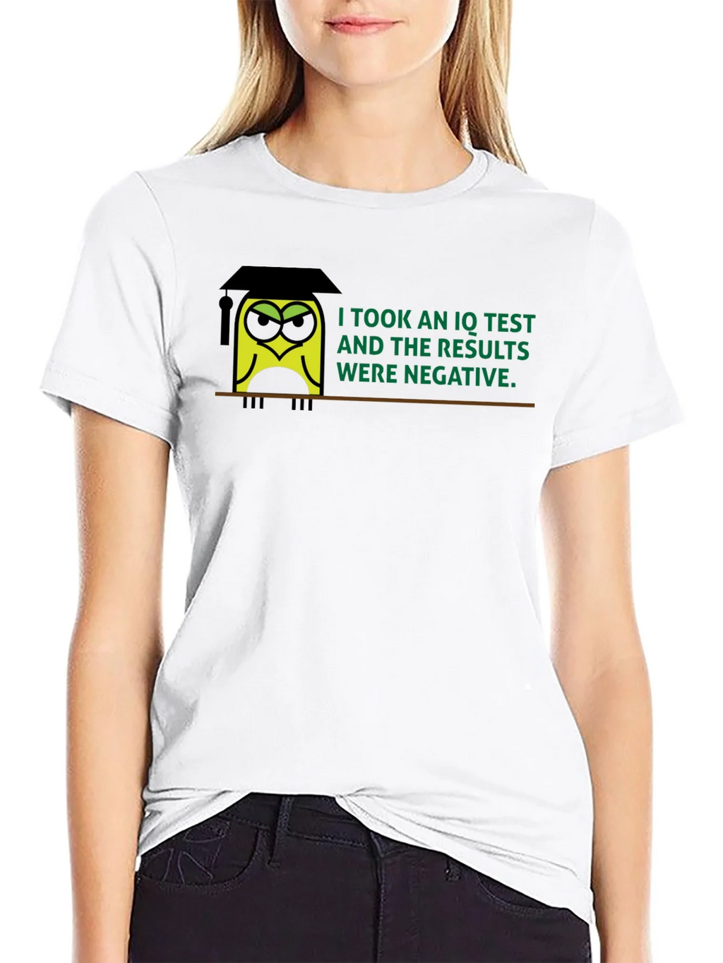 Negative IQ Test Owl Humor Graphic T-Shirt